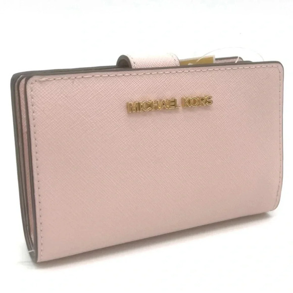Michael Kors Medium Bifold Zip Chain Wallet Powder Blush (NWT) - Picture 1 of 8